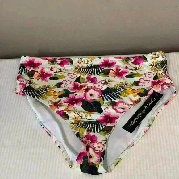 Catherine Malandrino bathing swim bikini bottom high waist size large floral - Picture 4 of 8